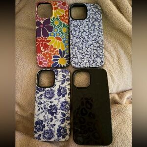 13 Pro MaxFloral & Black Protective Phone Case Bundle - Blue, Purple, Multicolor